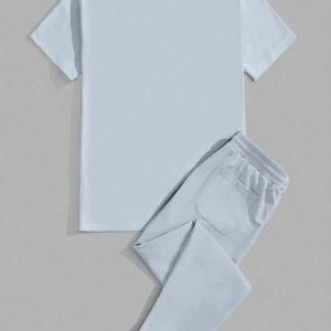 Fit Erkek Japon Harfli Grafik Tişört Ve Bağcıklı Bel Pantolon Takım