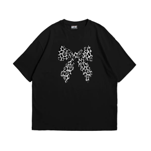 Fiyonk Leopar V2 Baskılı Oversize Unisex Beyaz