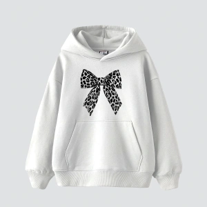 Fiyonk Leopar V2 Baskılı Oversize Unisex Premium Beyaz