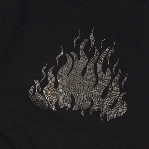 Flame Taş Baskılı Oversize Unisex Beyaz