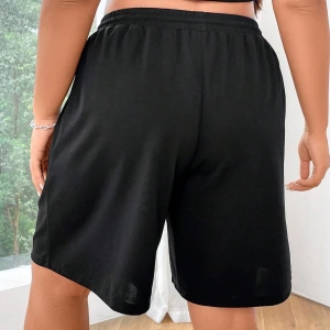 Flirla Büyük Beden Kadın Mektup Baskılı Bağcıklı Bel Şort