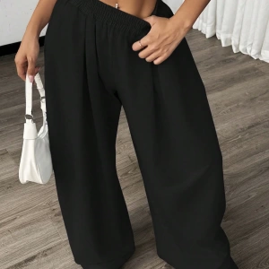 Flirla Kadın Günlük Düz Renk Geniş Paça Eşofman Altı