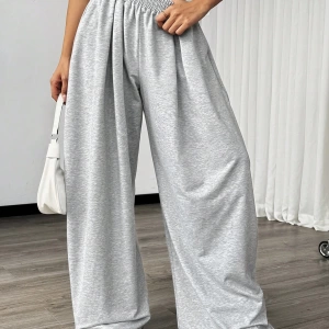 Flirla Kadın Günlük Düz Renk Geniş Paça Eşofman Altı