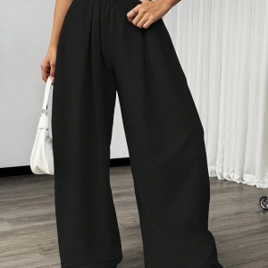 Flirla Kadın Günlük Düz Renk Geniş Paça Eşofman Altı