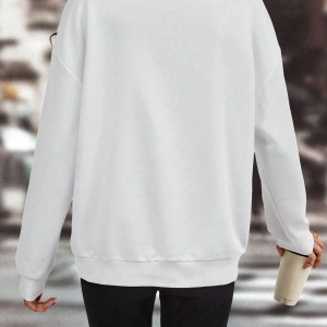 Floral Print Drop Shoulder Sweatshirt Beyaz