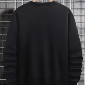 Flower Oversize Bisiklet Yaka Pamuklu Sweatshirt Siyah