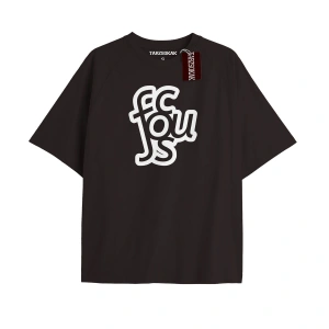 FOUC FOUS FOUS Unisex Oversize Yazılı Tshirt SİYAH