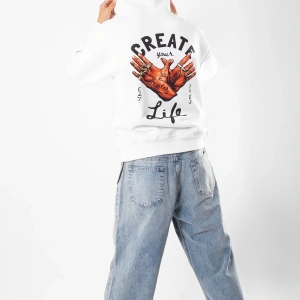 Free Gangster Baskılı Oversize Unisex Beyaz