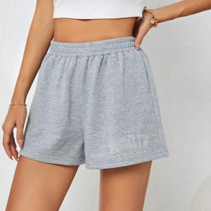 Frenchy Letter Graphic Elastic Waist Şort