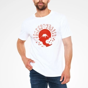 Fuji Dağı Beyaz Unisex Tişört T-Shirt