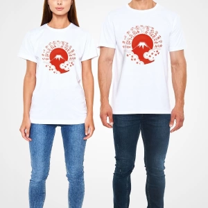 Fuji Dağı Beyaz Unisex Tişört T-Shirt