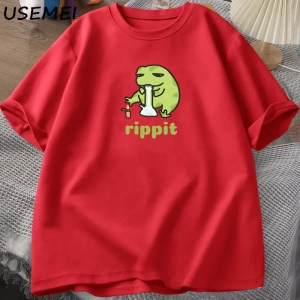 Funny Rippit T-Shirt Frog Graphic T Shirt Causal Cotton Short Sleeve Printed Tshirt Harajuku  2796
