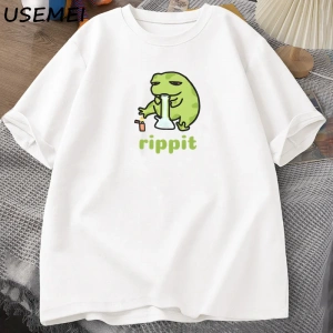 Funny Rippit T-Shirt Frog Graphic T Shirt Causal Cotton Short Sleeve Printed Tshirt Harajuku  2796