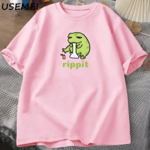 Funny Rippit T-Shirt Frog Graphic T Shirt Causal Cotton Short Sleeve Printed Tshirt Harajuku  2796