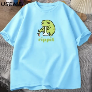 Funny Rippit T-Shirt Frog Graphic T Shirt Causal Cotton Short Sleeve Printed Tshirt Harajuku  2796