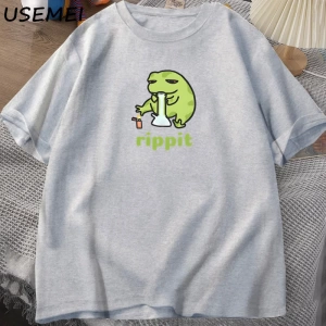 Funny Rippit T-Shirt Frog Graphic T Shirt Causal Cotton Short Sleeve Printed Tshirt Harajuku  2796