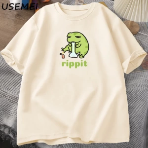 Funny Rippit T-Shirt Frog Graphic T Shirt Causal Cotton Short Sleeve Printed Tshirt Harajuku  2796