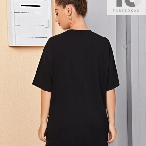 Galaksi Baskılı Düşük Omuzlu Uzun Kollu Tişört