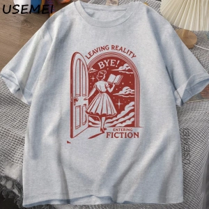 Gerçekliği Bırakarak Kurgu T Shirt Erkek Kadın Vintage Komik Kitapçı Kitap Sevgilisi Tshirt K 2934