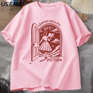 Gerçekliği Bırakarak Kurgu T Shirt Erkek Kadın Vintage Komik Kitapçı Kitap Sevgilisi Tshirt K 2934