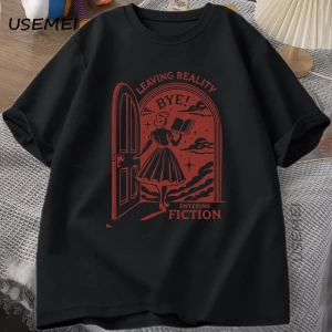 Gerçekliği Bırakarak Kurgu T Shirt Erkek Kadın Vintage Komik Kitapçı Kitap Sevgilisi Tshirt K 2934