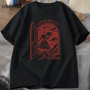 Gerçekliği Bırakarak Kurgu T Shirt Erkek Kadın Vintage Komik Kitapçı Kitap Sevgilisi Tshirt K 2934