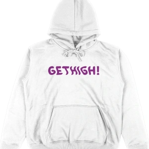 Get High Beyaz Oversize Unisex Kapüşonlu Sweatshirt Hoodie