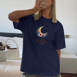 Gevşek Düz Renk Yuvarlak Yaka Kısa Kollu Uzun Kadın Tişörtü