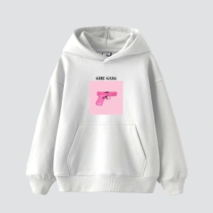 Girl Gang Baskılı Oversize Unisex Beyaz