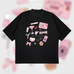 Girl World Oversize Unisex Pamuklu Nefes Alan Kalın Kumaşlı