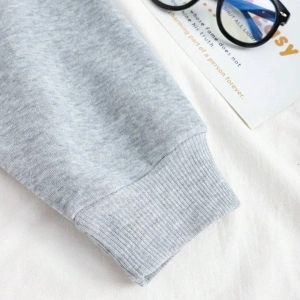 Göğüs Baskılı Üç İplik Ünisex Oversize Sweatshirt Gri