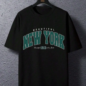 Göğüs Mega New York Baskılı Oversize Erkek T-Shirt