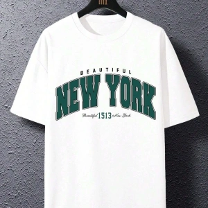Göğüs Mega New York Baskılı Oversize Erkek T-Shirt