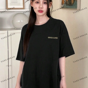 Good Lucky Baskılı Oversize Kalıp Unisex T-shirt