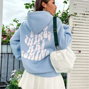 GOOD Renkli Özel Seri Oversize Kapüşonlu Sweatshirt BEBE MAVİ