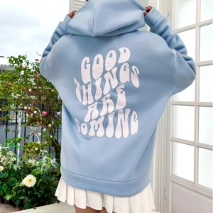 GOOD Renkli Özel Seri Oversize Kapüşonlu Sweatshirt BEBE MAVİ