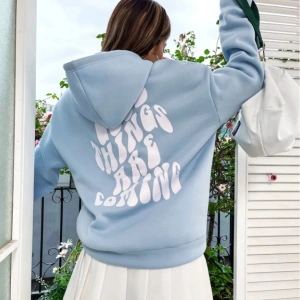 GOOD Renkli Özel Seri Oversize Kapüşonlu Sweatshirt BEBE MAVİ