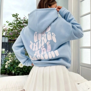 GOOD Renkli Özel Seri Oversize Kapüşonlu Sweatshirt BEBE MAVİ