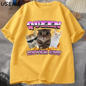 Goofy Cat kedi T Shirt Meme Dank Cursed Weirdcore Cringey t-shirt erkekler kadınlar ben çok a 2857