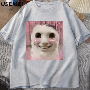 Goofy Cat kedi T Shirt Meme Dank Cursed Weirdcore Cringey t-shirt erkekler kadınlar ben çok a 2857