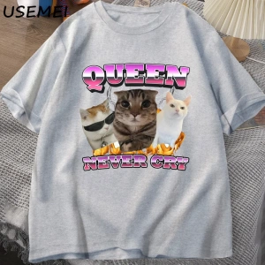 Goofy Cat kedi T Shirt Meme Dank Cursed Weirdcore Cringey t-shirt erkekler kadınlar ben çok a 2857