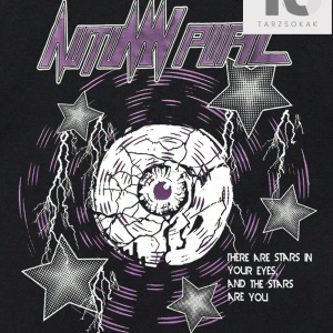 Goth Erkek Alfabe ve Beş Köşeli Yıldız Baskılı T-shirt