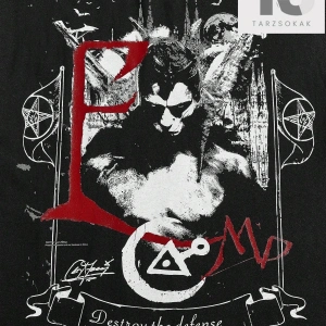 Goth Erkek Figürlü ve Harfli Grafik Tişört