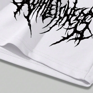 Goth Erkek Harfli Grafik Bağcıklı Bel Şortu, Okul