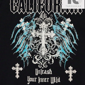 Goth Erkek Harfli ve Grafik Baskılı Tişört