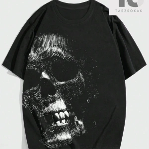 Goth Erkek Kafatası Baskılı Tişört