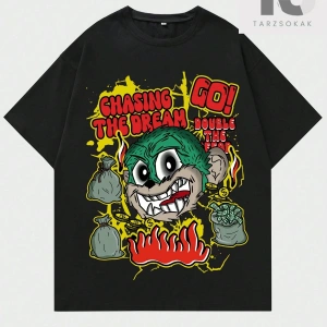 Goth Erkek Kafatası ve Çapraz Baskılı Tişört