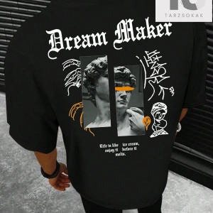 Goth Erkek Kafatası ve Harf Grafikli Tişört