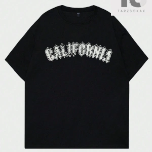 Goth Erkek Kanat ve Harf Baskılı T-shirt