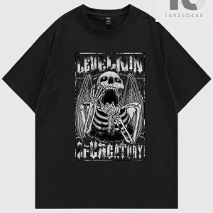 Goth Erkek Loose Fit Kafatası Baskılı Tişört